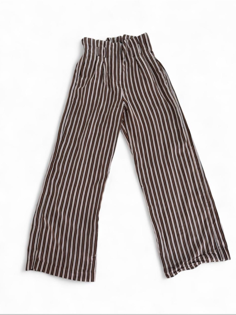 Express Brown/White/Pink Striped High-Waisted Wide-leg pants Size XXS